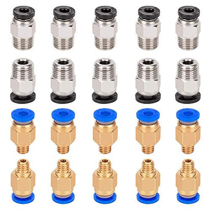 Aokin 10 Pcs PC4-M6 Pneumatic Fitting and 10 Pcs PC4-M10 Pneumatic Fitting for Creality Ender 3/3 Pro/3 V2, Ender 5/5 Pro/5 Plus, CR-10/10S, etc - color: 20Pcs Mix