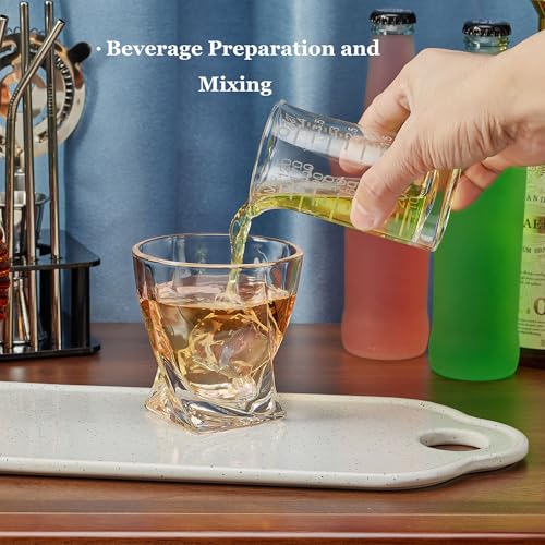 Ackers Shot Glass Etching Scale Measuring Cup 4 Ounce/120ML Liquid Heavy High Espresso Glass Cup,V-Shaped Spout - color: White Etching Scale (Pack of 1)