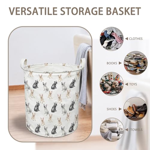 French Bulldog Dog Laundry Basket, French Bulldog Gifts Collapsible Laundry Hamper with Handles, Dog Clothes Toy Storage Bins Containers Basket for Bathroom Bedroom - color: French Bulldog