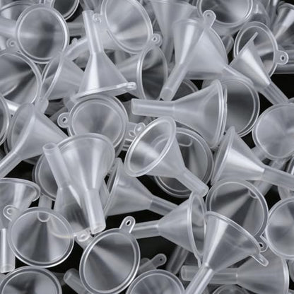 JOHOUSE 50PCS Mini Funnel for Lab Bottles, Sand Art, Perfumes, Spices, Powder, Essential Oil, Recreational, Kitchen Use Food Grade Clear Plastic Small Funnels - size: Small
