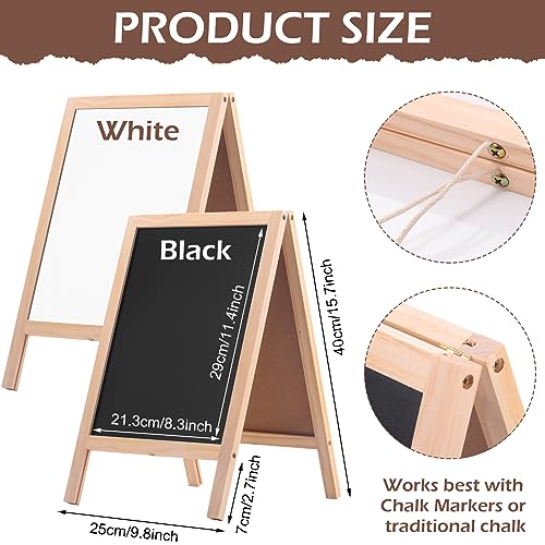 Qilery 4 Pieces A Frame Tabletop Double Sided Chalkboard Sign Gifts for 10 x 16 Inch Double Sided Chalkboard Wooden A Frame Sandwich Board Signs for Tabletop Restaurant Wedding Business