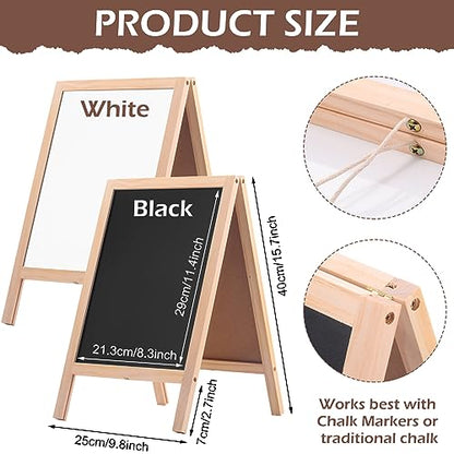 Qilery 4 Pieces A Frame Tabletop Double Sided Chalkboard Sign Gifts for 10 x 16 Inch Double Sided Chalkboard Wooden A Frame Sandwich Board Signs for Tabletop Restaurant Wedding Business