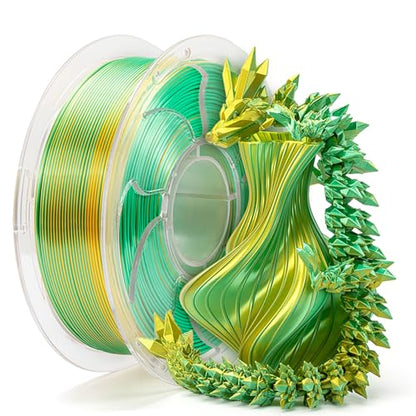 Silk Dual Color Gold Green PLA 1.75mm 1kg Shiny 3D Printer Filament FDM AMS - color: A_pla-2ssc-09 Silk Gold+green