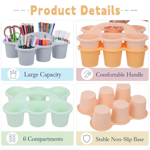 6 Pack Classroom Caddy With Handle for School Supplies, Boho - color: Boho