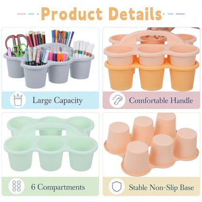 6 Pack Classroom Caddy With Handle for School Supplies, Boho - color: Boho