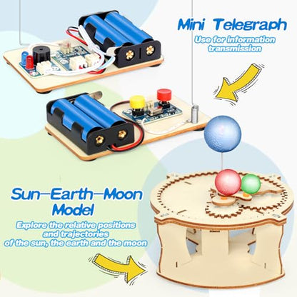 5 in 1 STEM Kits Projects for Kids, STEM Toys Crafts for Boys, Girls, Ages 8+, Science Building Toys Kits for Kids, 3D Wooden Puzzles, Birthday Gift for Boys Girls 8 9 10 11 12 Years Old