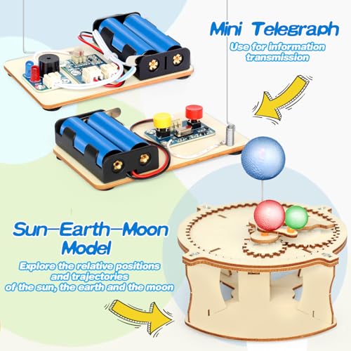 5 in 1 STEM Kits Projects for Kids, STEM Toys Crafts for Boys, Girls, Ages 8+, Science Building Toys Kits for Kids, 3D Wooden Puzzles, Birthday Gift for Boys Girls 8 9 10 11 12 Years Old