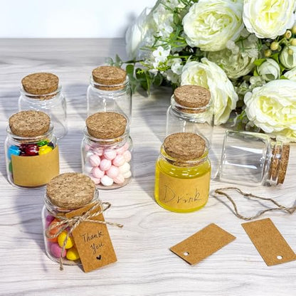 OurWarm 12 Pack 1.7oz Small Glass Jars with Cork Lids, Round Spell Jars - size: 12pcs - 50ml