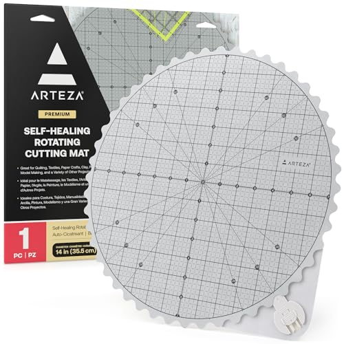 ARTEZA Rotating Cutting Mat, 14 in Round, Self-Healing for Quilting