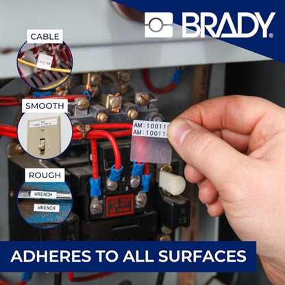 Brady Authentic (M4-90-427) Self-Laminating Vinyl Wrap Around Labels 1.5" H x 0.75" W Black on White, Clear, 180 Labels. for use with The BMP41, BMP51, and M511 Label Printers - color: Black on White, Clear, size: 1.5*0.75 inches