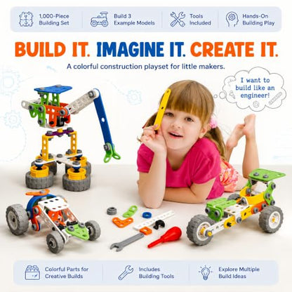 MOONTOY 11-in-1 STEM Building Toys for Kids Ages 4-8, 175 Pcs Construction Engineering Kit with Storage Box, Educational Learning Blocks for Boys & Girls Age 3-5 5-7 6-8 8-10, Birthday Gift