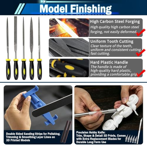 56Pcs 3D Printer Tool Kit for FDM & SLA, Includes Nozzle Unclogging, Support Removal, Model Polishing & Calibration Tools, with Portable Organized Storage Bag
