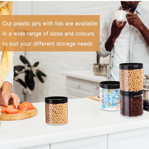 Patelai 4 Pcs Plastic Jars with Lids, Black, 16 oz, Wide Mouth - color: Black, size: 16 oz
