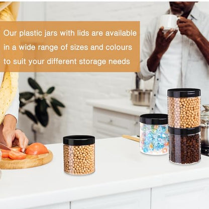Patelai 4 Pcs Plastic Jars with Lids, Black, 16 oz, Wide Mouth - color: Black, size: 16 oz