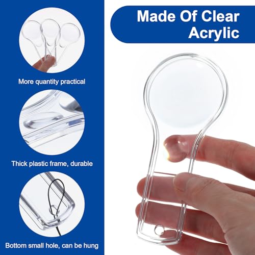 50 Pack Plastic Magnifier for Kids, 5X and 15X Mini Magnifying Glass Handheld Magnifier with Lanyard, Acrylic Magnifying Glasses for Reading Home Outdoor Science Observation