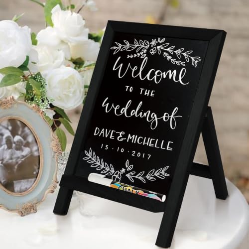 4 THOUGHT Small Tabletop Magnetic Chalkboard Signs 9.5" x 14", Black - color: Black