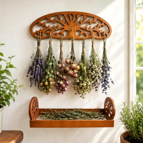 Herb Drying Rack Hanging, 2-in-1 Drying Station with Fine Mesh Tray, - color: Herb Drying Rack-mesh Tray