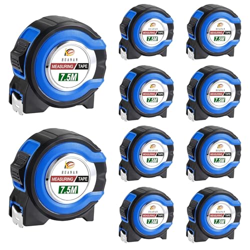 Measuring Tape 10 Pcs Retractable Self-Locking Easy-Read 25FT*1in