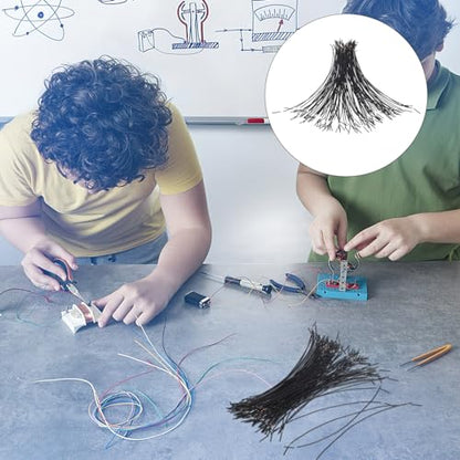 SEWACC 100pcs Interconnect Circuit Wire Physics Laboratory Electricity Connection Wire Black - color: Black