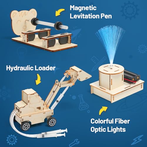 ADUSRIZ 6 in 1 STEM Kits for Kids, Wood Craft Kit for Boys Age 8-12, Science 3D Puzzles Projects, Wooden Building Kids Activity Packs Toys Gifts for 5 6 7 8 9 10 11 12 Year Old Boys Craft Kits - style: SCIENCE-1