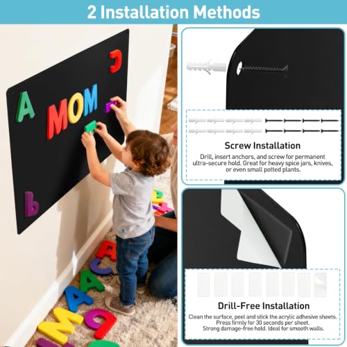 MAXECHO 2 Pack Black Magnetic Bulletin Board, 17.5"x13.5" Magnet Boards for Wall, Cabinet to Display Photos, Notes - color: Black