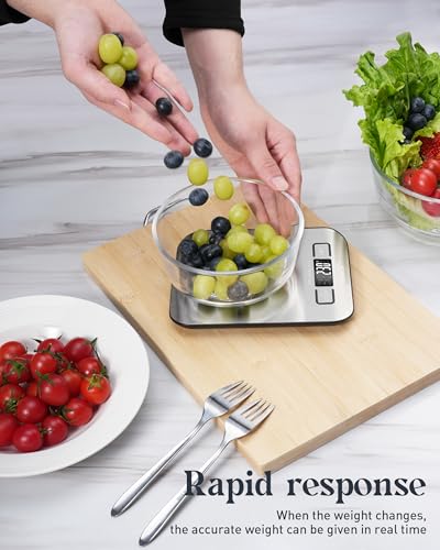 Food Scale, Digital Kitchen Scale with Grams & Ounces Units, 11lb - color: Stainless Steel