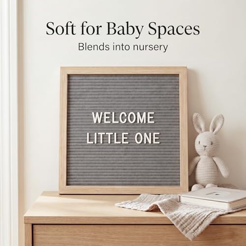 C CRYSTAL LEMON Gray Felt Letter Board 10x10 Inch, 336 Pre-Cut Letters - color: Gray