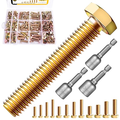 511Pcs M5 M6 M8 Hex Head Nuts and Bolts Assortment Kit, Heavy Duty Metric Bolt Assortment, Grade 8.8 Assorted Nuts and Bolts, Bolts Nuts & Washers, Yellow Zinc Plated, Length from 16-30mm By Mywish - color: Yellow, size: 511Pcs M5 M6 M8