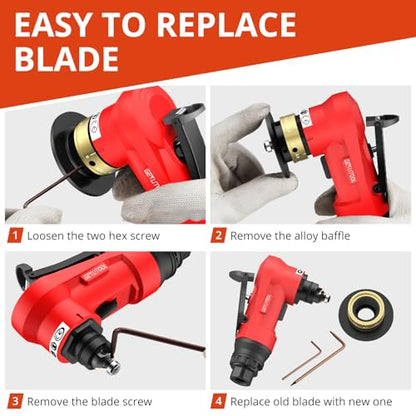 GETLITOOL Pneumatic Chamfering Tool 30000 RPM with 12C & 10R-Angle Blade - color: Red