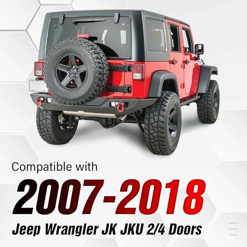 YZONA Heavy Duty Reinforced Tailgate Hinge Set Compatible with 2007-2018 Jeep Wrangler JK JKU Unlimited 2 PCS Steel Rear Door Hinges Tail Gate Hinge Bracket for 2/4 Door (Black) - size: Wrangler JK