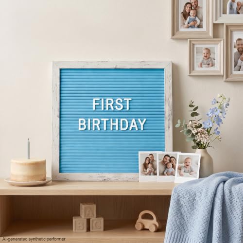 Rustic Blue Felt Letter Board 10x10 Inch for Baby Boy Announcements - color: Rustic Blue