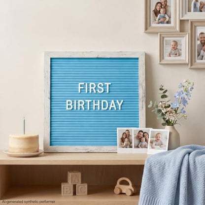 Rustic Blue Felt Letter Board 10x10 Inch for Baby Boy Announcements - color: Rustic Blue