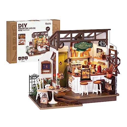 Rolife Coffee Shop DIY Miniature House Kit with LED Light - color: Coffee Shop