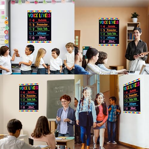 Vantasii Voice Level Chart for Classroom, Classroom Rule Poster With 20 Glue Dots, Noisy Levels Educational Sign for Teachers, Back to School Supplies (12.6”X17”) - color: Voice Level Chart