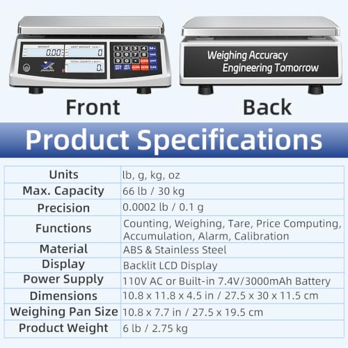 Industrial Counting Scale 30kg/66lb x 0.1g Precision Bench Scale Digital Inventory Counting Weight Scale for Small Parts and Coins, Electronic Gram Scale with Batteries/AC Power, lb/g/kg/oz - style: 30kg x 0.1g