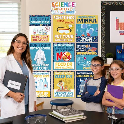 Aposwow 10 Pcs Funny Science Lab Posters Science Classroom Decor - color: Science Lab