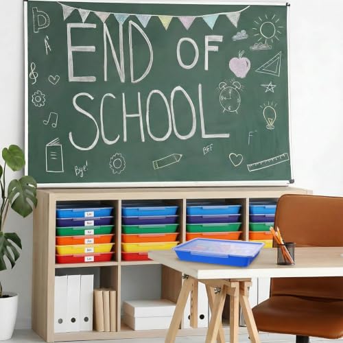 Tinlade 6 Pcs Classroom Paper Storage Bins with Lids, 13x10, Rainbow - color: Rainbow
