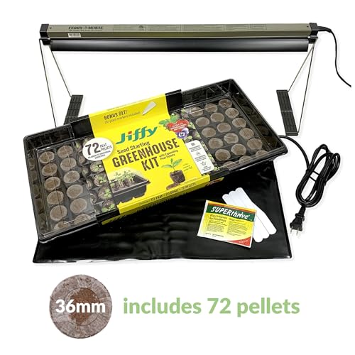 Ferry Morse Your Complete Indoor Seed Starting Kit Including Heat Mat, T5 Grow Light Fixture, and 72 Cell 36mm Pellet Seed Starter Greenhouse Kit - color: Complete Indoor Seed Starting Kit With 72 Cell 36mm Greenhouse