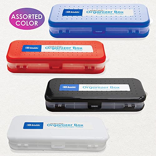 BAZIC PRODUCTS Double-Deck Organizer Box, Classic Color, 4-Set - size: 4-Pack