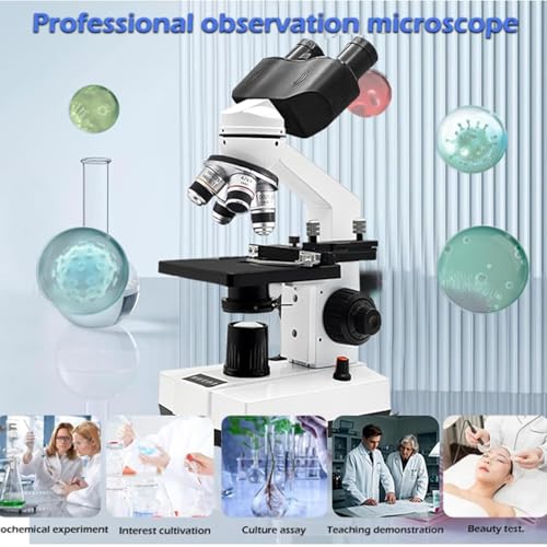 Adult Student Compound Binocular Microscope - 40X-5000X High-Magnification Large-Field Professional Biological Microscope, Suitable for Schools, Laboratories, and Home Education