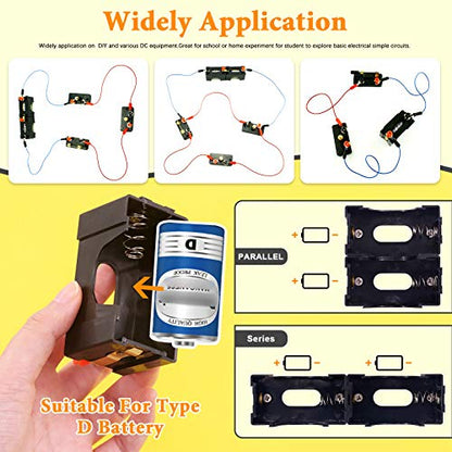 10 Pcs Series or Parallel D Battery Holder Set, Plastic D-Cell Battery Holder, Physical Science Battery Holder, Labs Basic Beginner Circuit Kit - style: Parallel D Battery Holder