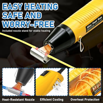 230Pcs Solder Seal Wire Connectors with Mini Heat Gun Kit, Solder Stick Wire Connectors & Heat Shrink Tubing Waterproof and Insulated Electrical Wire Terminals for Marine, Automotive - size: 230Pcs