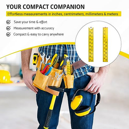 Folding Meter Stick - Measure in Inches, Centimeters, Millimeters, and Meters 36 inch Ruler for Teaching Measurement Great Classroom Sticks for STEM Learning Advantage Folding Measuring Stick