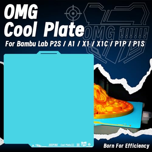 OMG Cool Plate for Bambu Lab X2D/P2S/P1S/P1P/A1/X1/X1C, 257x257mm Thicker Magnetic Bamboo Build Plate with Supertack Smooth Surface, Low-Temperature 3D Printer Bed Plate for PLA PETG Printing - size: 257x257mm for P1S/P2S/X1/A1