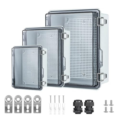 Junction Box Outdoor Waterproof Electrical Box Project IP67 ABS Enclosure - color: Clear, size: 8.7"x6.7"x4.3"