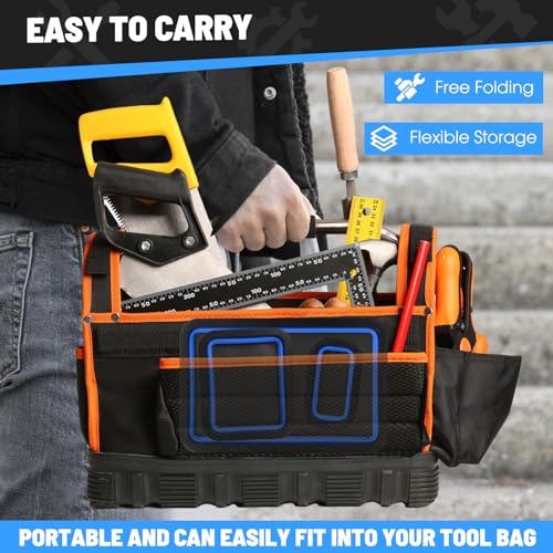 Collapsible Magnetic Parts Tray Set, 3 Different Size Tool Trays, Blue - color: Blue