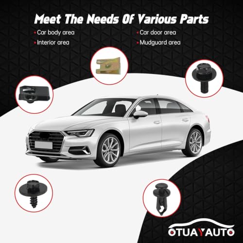 OTUAYAUTO 150PCS Car Screws and Bolts, Push Rivet Fasteners U-Nuts Kit - size: 150Pcs 5 Sizes Clips