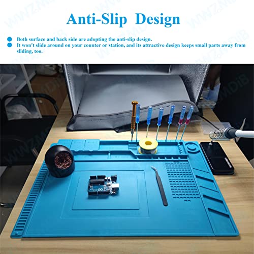 WWZMDiB Heat Resistant 932°F Silicone Magnetic Soldering Work Mat（S-160【17.8 x 11.8” / 45 x 30cm】）