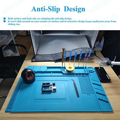 WWZMDiB Heat Resistant 932°F Silicone Magnetic Soldering Work Mat（S-160【17.8 x 11.8” / 45 x 30cm】）