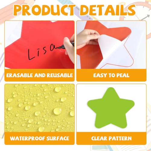 48Pcs Large Star Dry Erase Dots for Classroom Table, 12inch, Colorful - color: Colorful